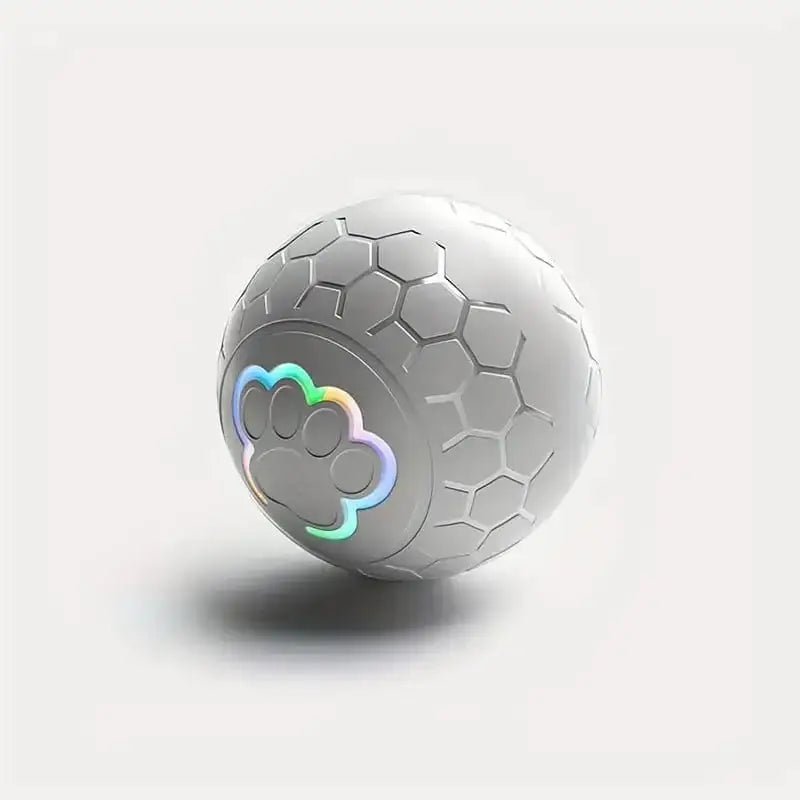 Balle interactive rebondissante pour chien blanc avec empreinte de patte, jouet rebondissant pour chien actif