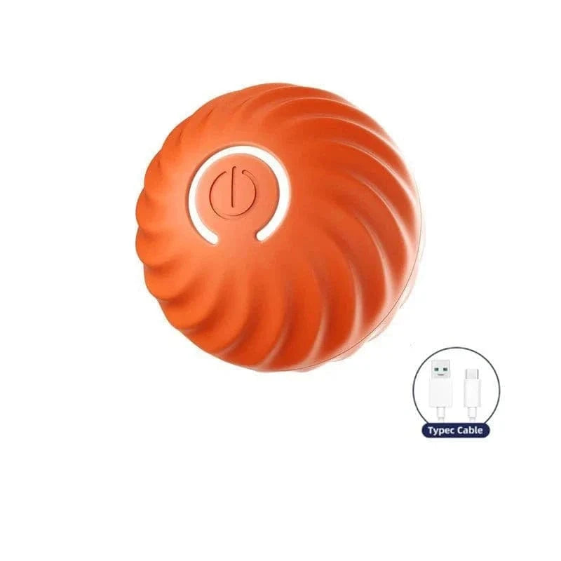 Balle rebondissante interactive orange résistante aux morsures avec bouton power