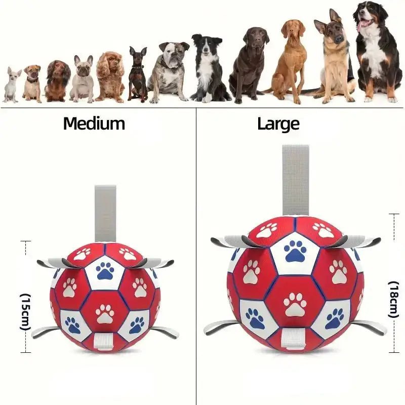 Jouet ballon de foot pour chien avec cette silhouette avec des empreintes de patte