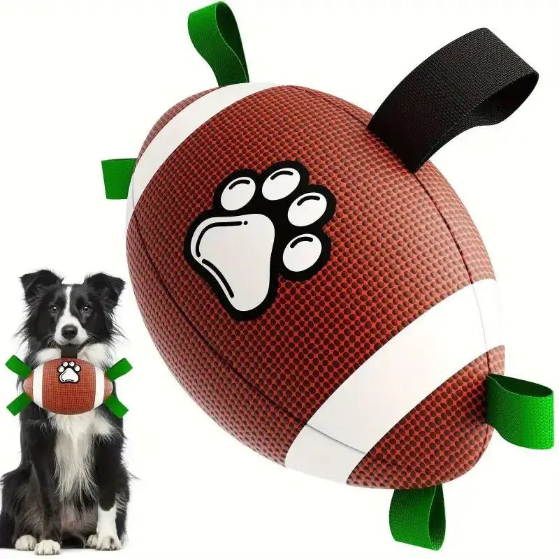 Jouet chien forme ballon de rugby avec motif empreinte patte, idéal ballon rugby pour chien