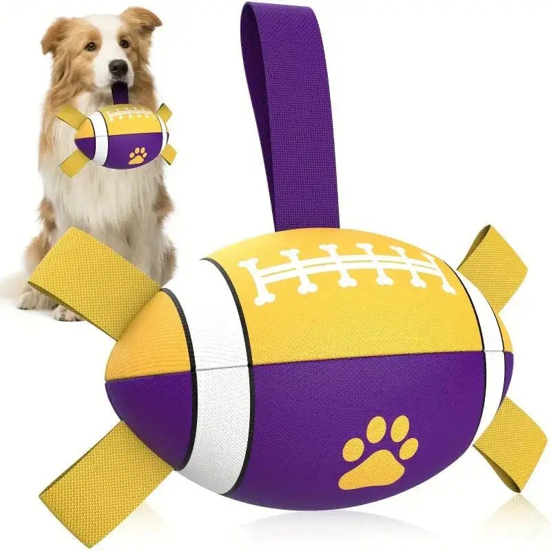 Ballon rugby pour chien avec rubans résistants, jouet chien forme ballon de rugby