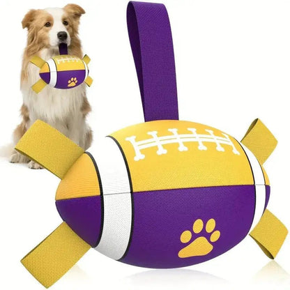 Ballon rugby pour chien avec rubans résistants, jouet chien forme ballon de rugby