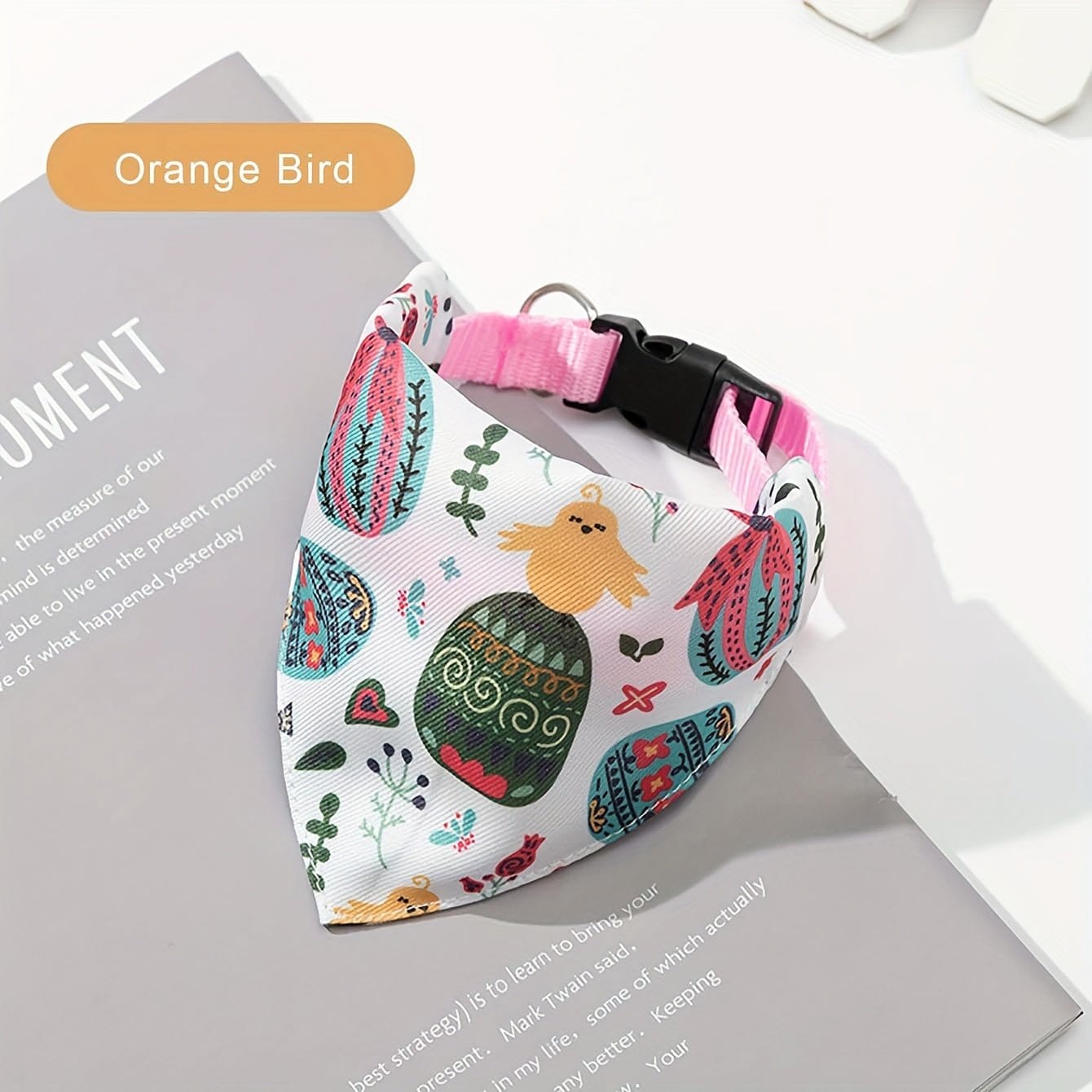 Écharpe de Pâques style original pour animal en polyester doux avec collier rose