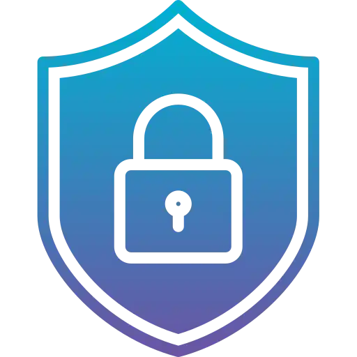 Bouclier en dégradé bleu avec cadenas.