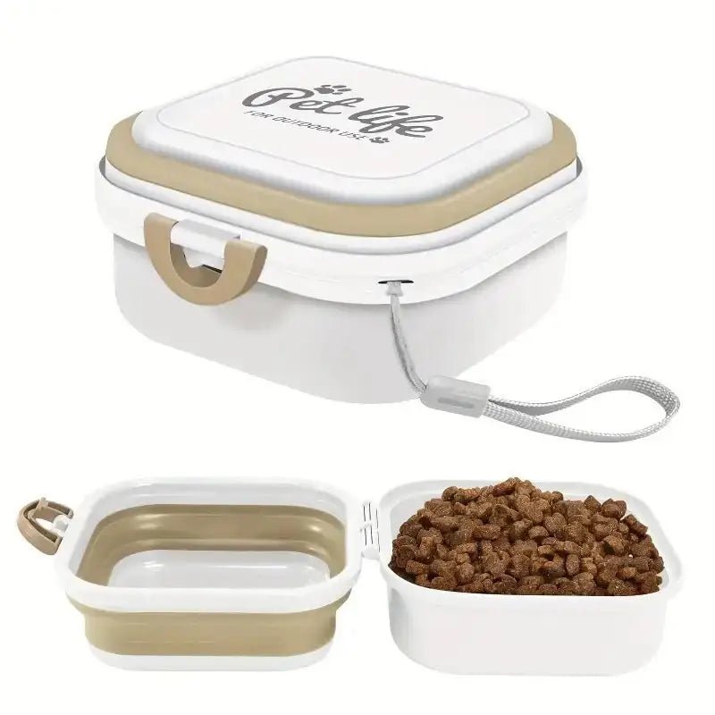 Image d’une boîte à croquettes portable pour chien avec bol pliable et étanche