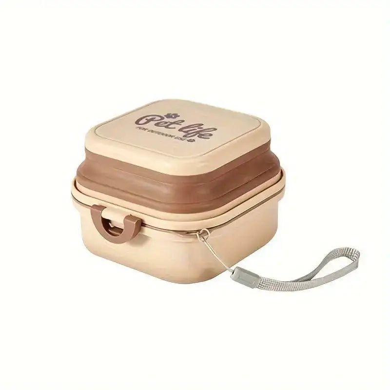 Bocaux à croquettes pour chien beige et brun avec bandoulière, boîte transport croquettes chien étanche