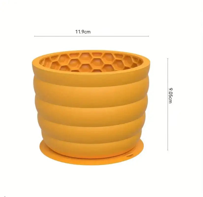 Planter en forme de nid d abeille orange avec dimensions, compatible avec bol de léchage pour chien antidérapant