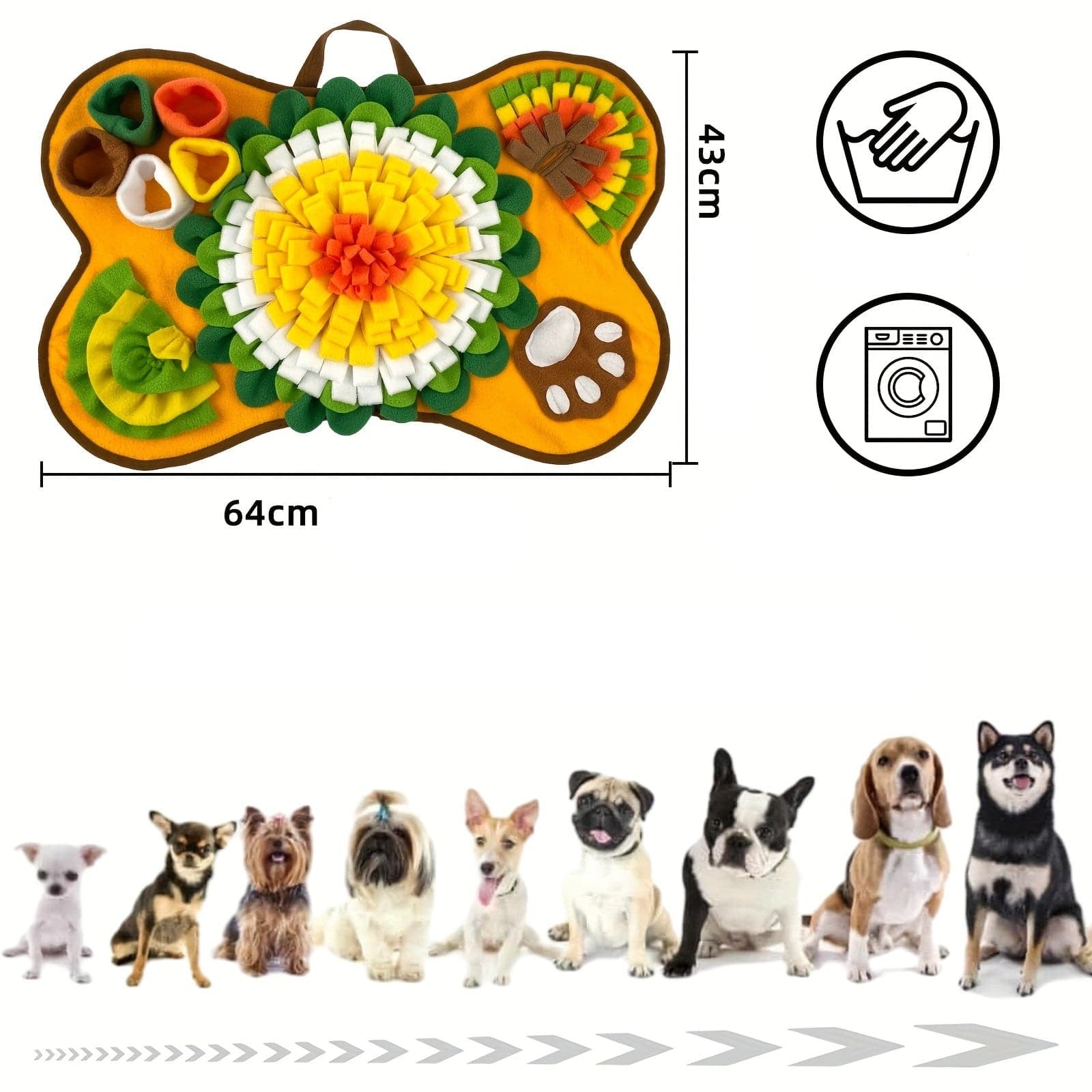 Snuffle mat en forme d’os pour chien, jouet interactif de slowed feeding dog snuffle