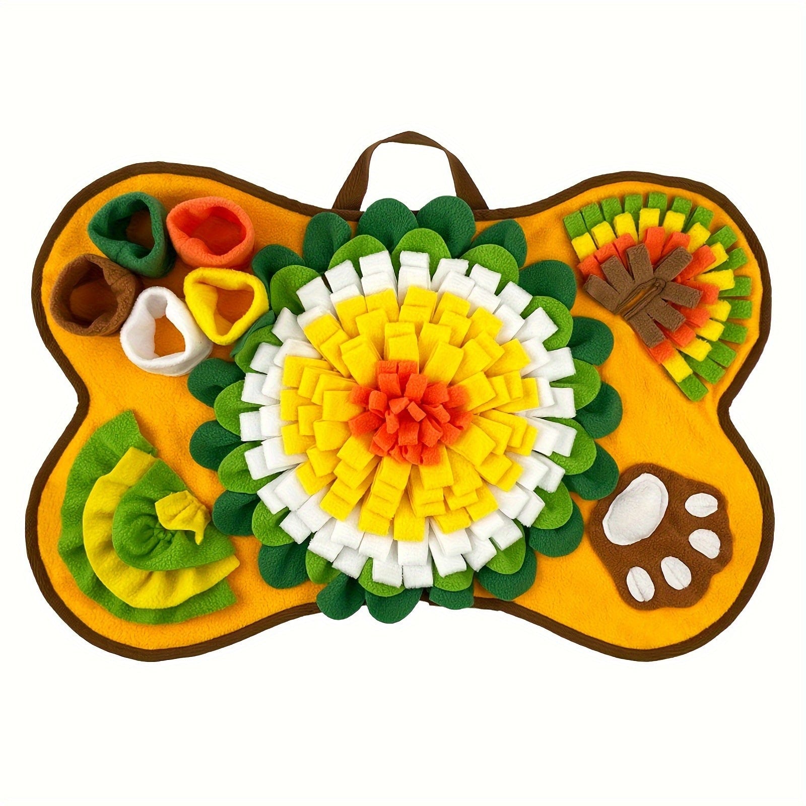 Snuffle mat pour chien en forme d’os avec différentes textures, parfait pour le jeu