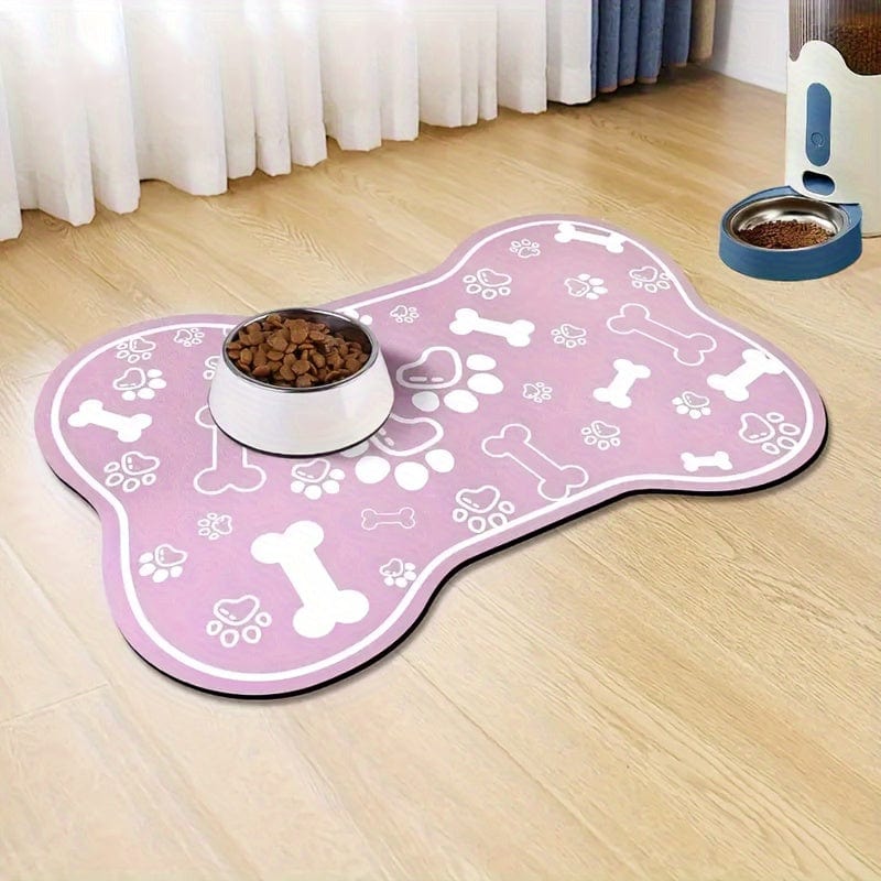 Coussin pour chien en forme d’os rose avec motifs pattes et os, accessoires pour chiens