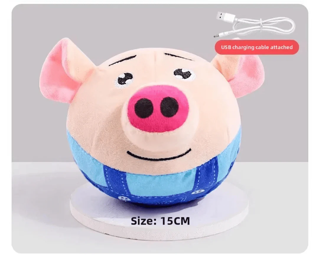 Peluche ronde de cochon avec câble USB, parfait comme jouet interactif électrique