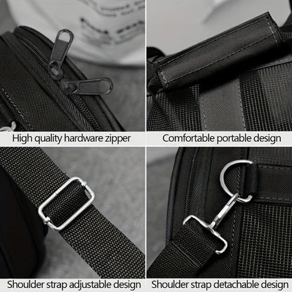 Détails du sac noir pour petit animal, parfait pour ton furry friend en déplacement