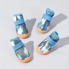 Chaussures antidérapantes pour chien colorées avec motifs, semelle grip, 4 bottines bleues