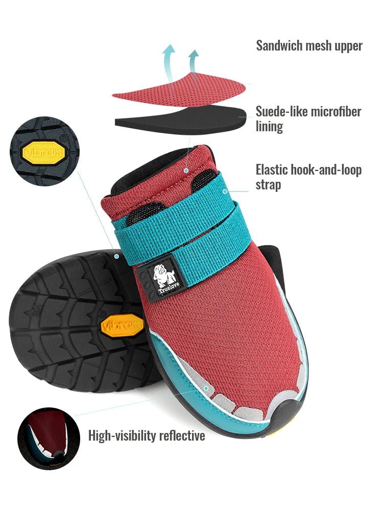Chaussures pour chien Truelove Explorer semelle Vibram antidérapante - Rouge / bleu - XXS