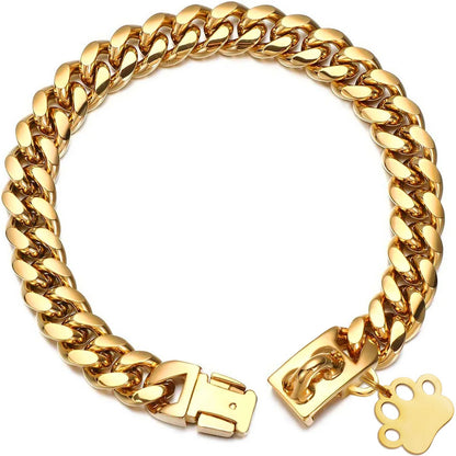 Collier acier inoxydable - Or - 25 cm - Tour de cou 20 à 24 cm