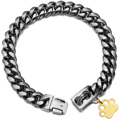 Collier acier inoxydable - Noir - 25 cm - Tour de cou 20 à 24 cm