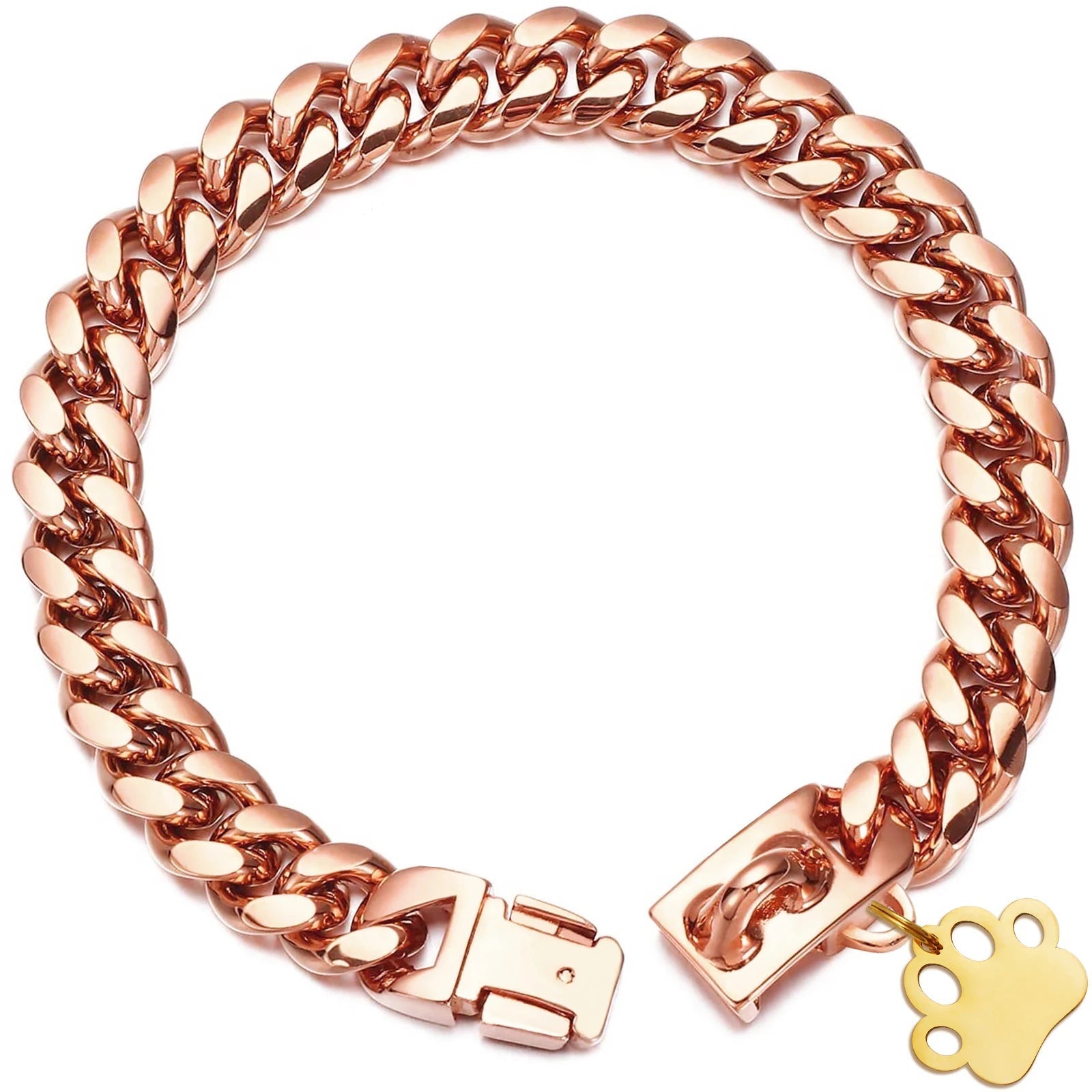 Collier acier inoxydable - Rose, or - 25 cm - Tour de cou 20 à 24 cm