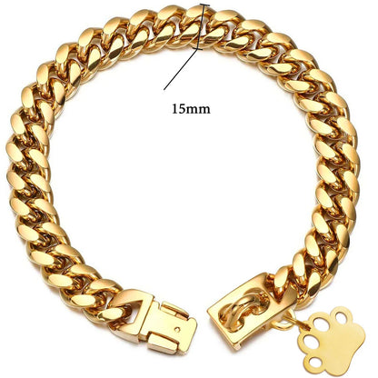 Collier acier inoxydable - Or - 25 cm - Tour de cou 20 à 24 cm