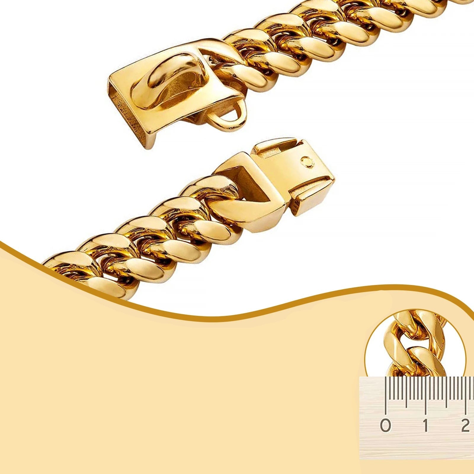 Collier acier inoxydable - Or - 25 cm - Tour de cou 20 à 24 cm