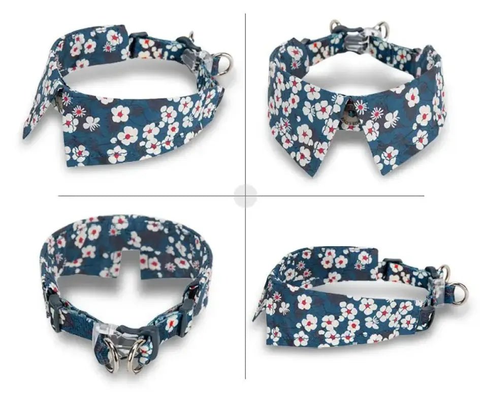 Collier pour chien bleu Truelove avec nœud papillon amovible et hardware argenté