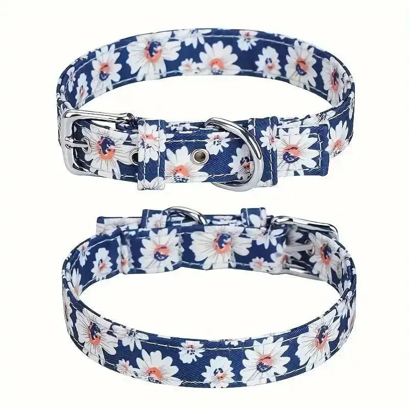 Collier fleuri ajustable pour chien avec motif floral imprimé à fleurs pour chien