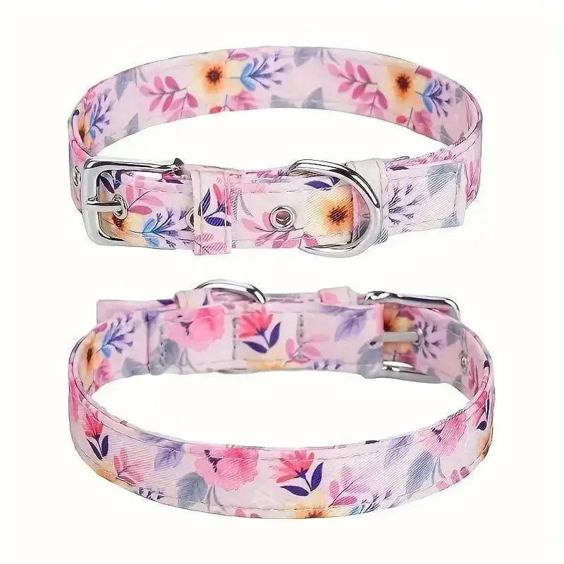 Collier fleuri ajustable pour chien avec motif floral, résistante et imprimé à fleurs
