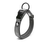 Collier chien Truelove gris avec boucle noire, métal D-ring, bandes réfléchissantes
