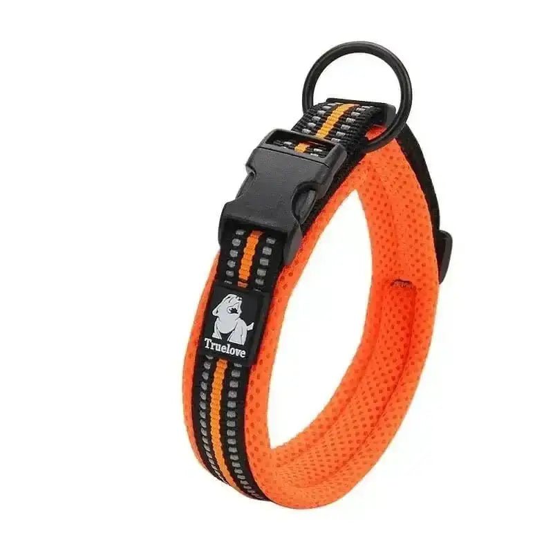 Collier chien Truelove jaune fluo avec bandes réfléchissantes et boucle à dégagement rapide