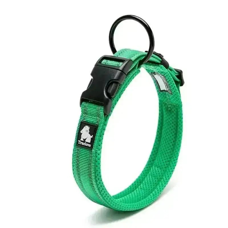 Collier chien Truelove en nylon rembourré avec bandes réfléchissantes et boucle noire