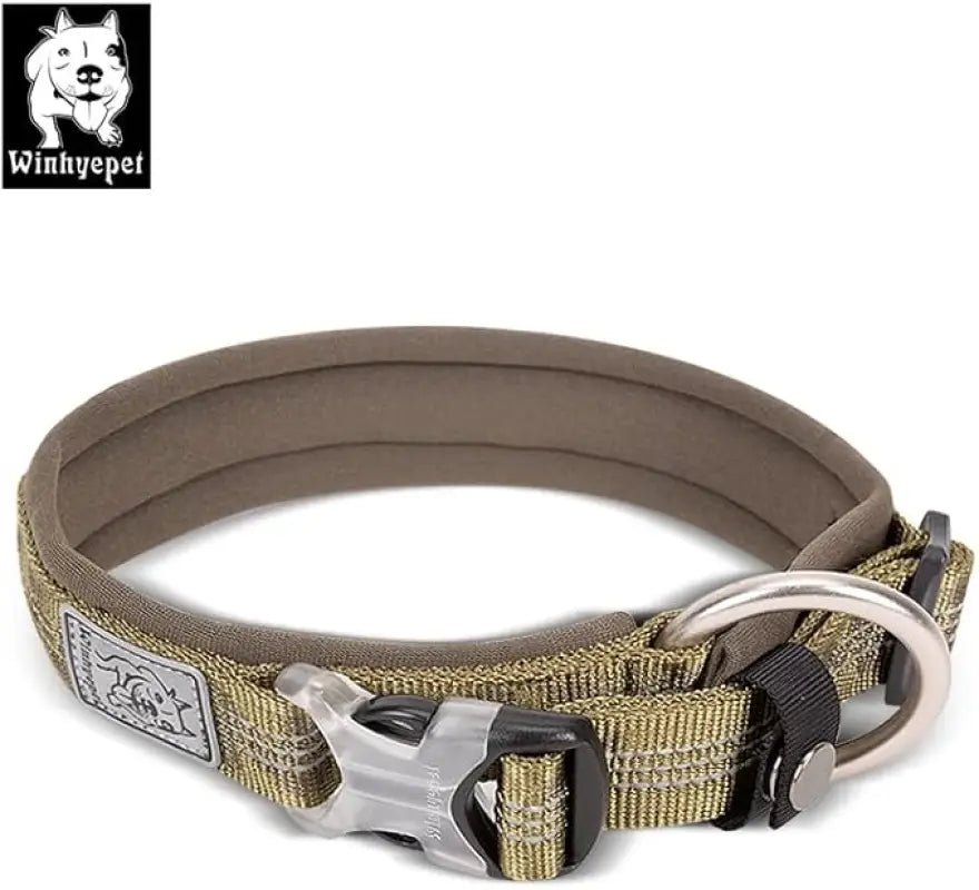 Collier pour chien Truelove kaki en nylon rembourré en néoprène ultra doux et résistant à l’eau