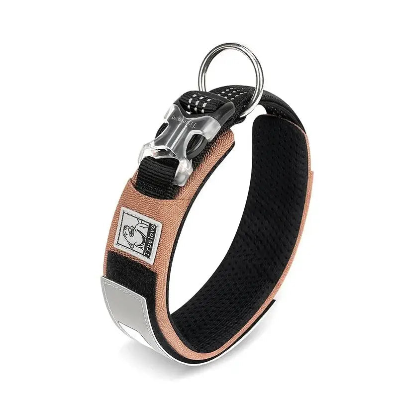 Collier pour chien en nylon Cordura avec patch personnalisable et design mesh sandwich anti-choc