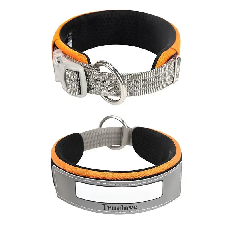 Collier pour chien en nylon Cordura avec patch personnalisable, boucle métallique et panneau réfléchissant