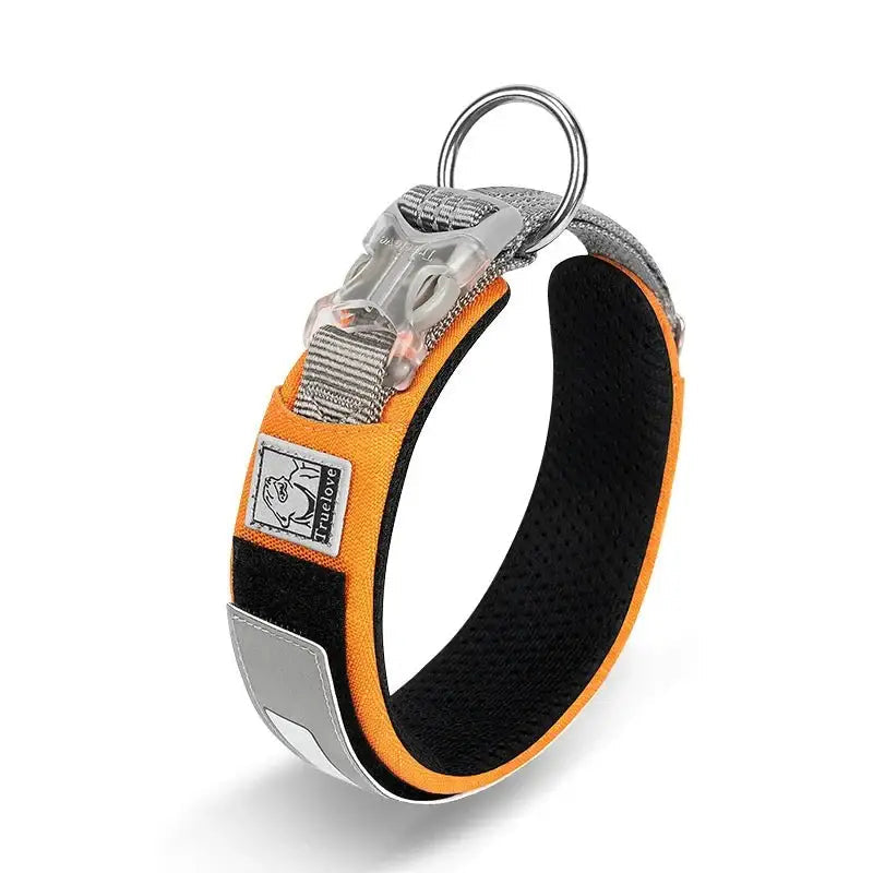Collier pour chien en nylon Cordura avec patch personnalisable et bande réfléchissante