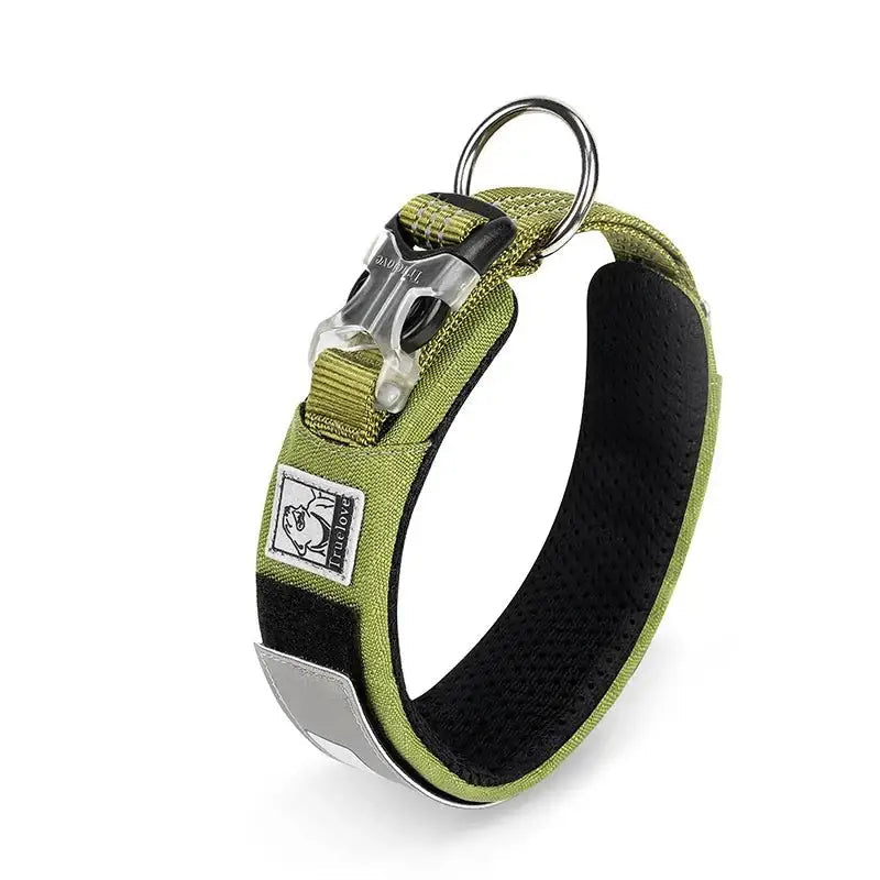 Collier pour chien en nylon Cordura avec patch personnalisable et bande réfléchissante