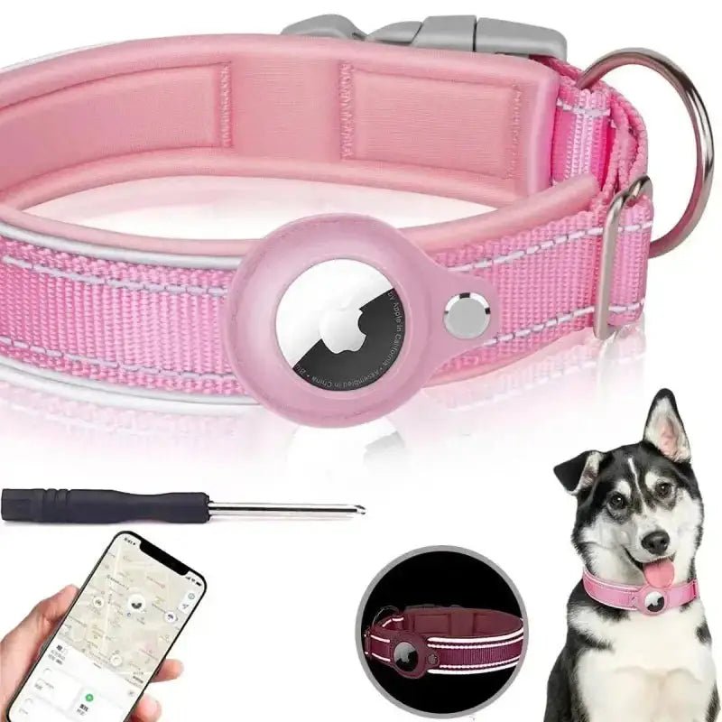 Collier pour chien réfléchissant avec emplacement AirTag, collier GPS chien compatible Airtag