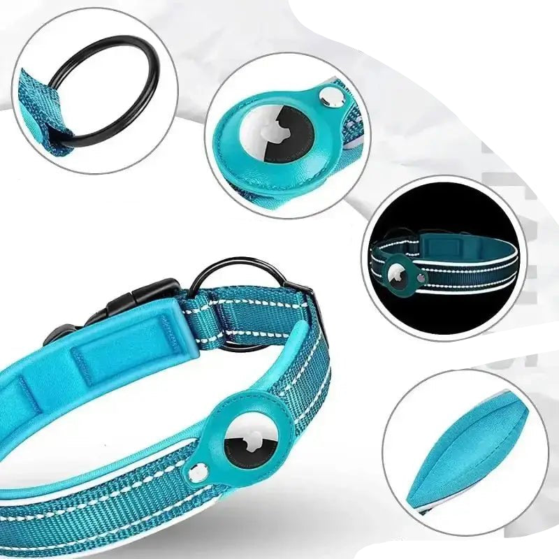 Collier pour chien réfléchissant avec emplacement AirTag, collier GPS chien compatible airtag