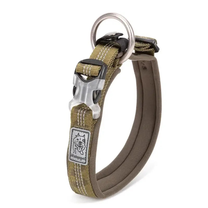 Collier pour chien Truelove en néoprène ultra doux, olive et marron, boucle duraflex, réfléchissant