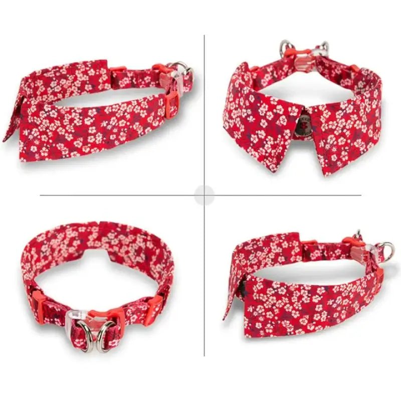 Collier pour chien rouge coquelicot avec nœud papillon Truelove et motif floral