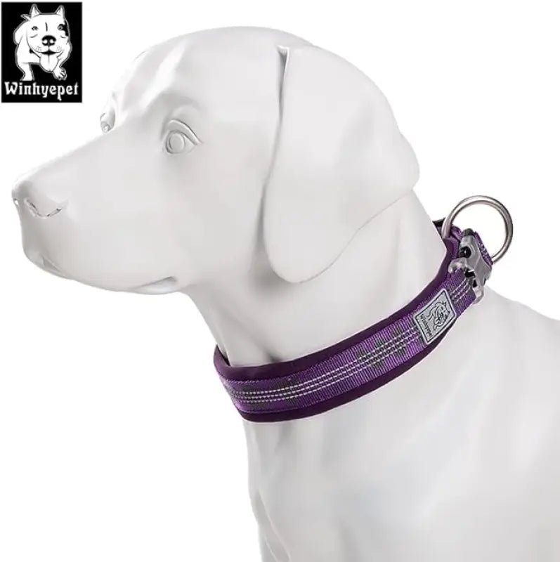 Collier pour chien violet Truelove en néoprène ultra doux avec couture réfléchissante et D-ring en métal