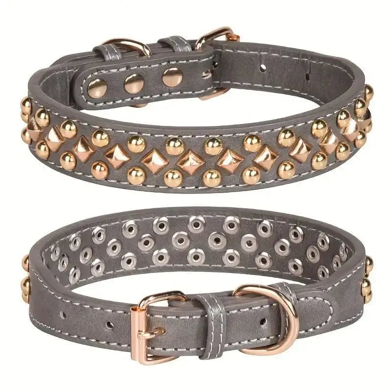 Collier en simili cuir pour chien avec clous décoratifs, style vintage robuste