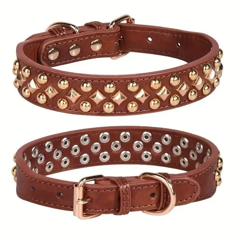 Collier clouté pour chien style vintage en simili cuir avec clous décoratifs robustes