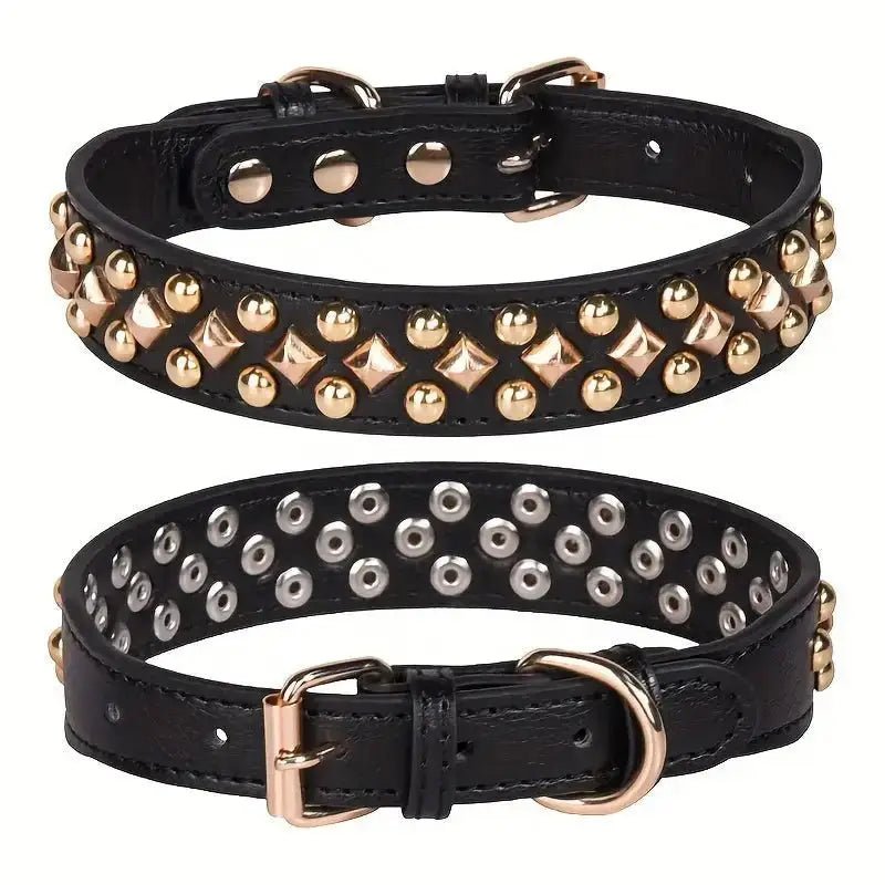 Collier en simili cuir pour chien avec clous décoratifs, style vintage robuste
