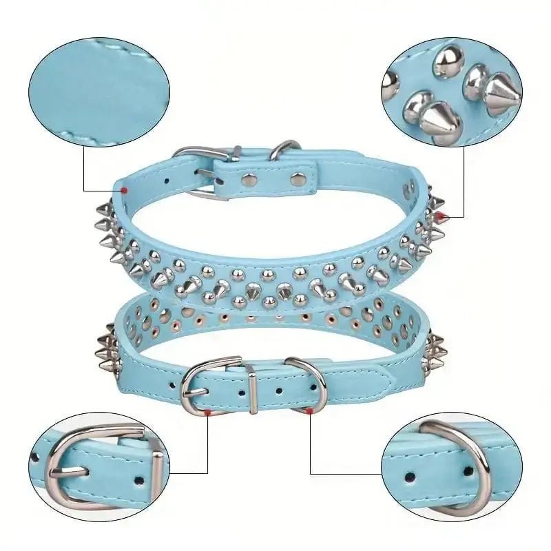 Collier cuir clouté pour chien style vintage avec effets brillants et design tendance