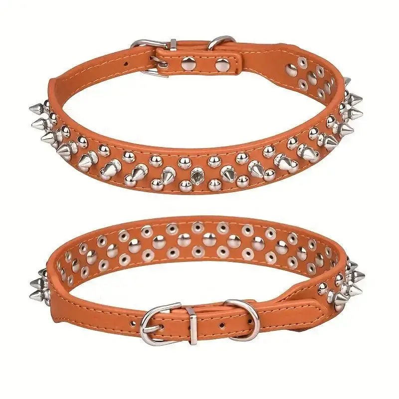 Collier cuir clouté pour chien style vintage avec spikes, idéal comme collier tendance pour chien avec effet brillant