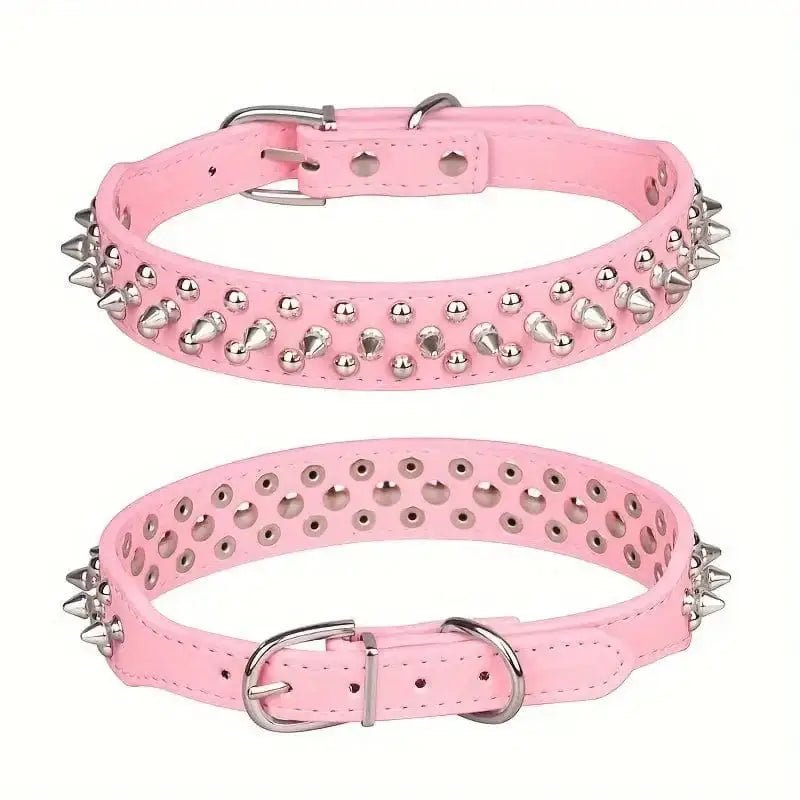 Collier cuir clouté pour chien style vintage avec eff et brillant, idéal pour petit chien