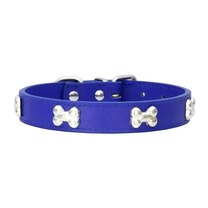 Collier en Cuir avec Motifs OS pour chiens adultes, résistant aux intempéries