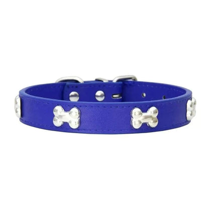 Collier en Cuir avec Motifs OS pour chiens adultes, résistant aux intempéries