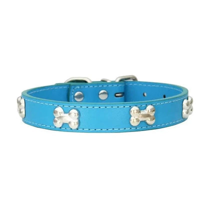 Collier en cuir avec motifs os, résistant aux intempéries pour chiens adultes