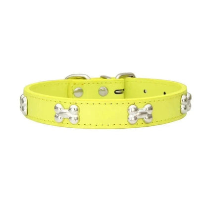Collier en Cuir avec Motifs OS pour chiens adultes résistant aux intempéries