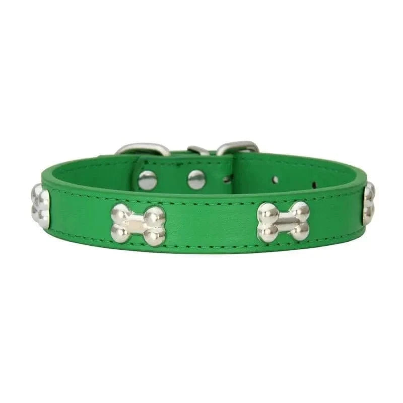 Collier en Cuir avec Motifs OS pour chiens adultes résistants aux intempéries